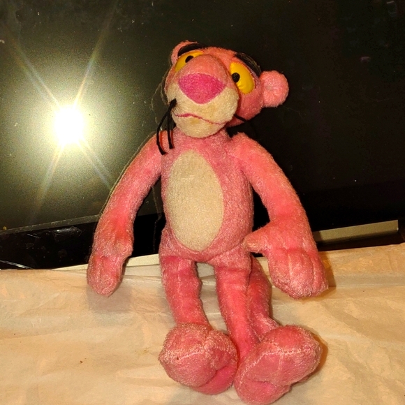 Cute as a button~small vintage Pink panther stuffed animal